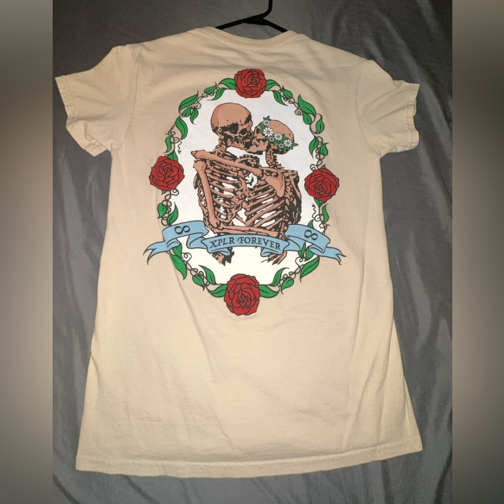 Skeleton Graphic Tee with Roses